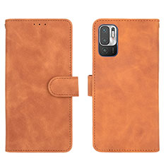 Custodia Portafoglio In Pelle Cover con Supporto L01Z per Xiaomi Redmi Note 10 5G Marrone