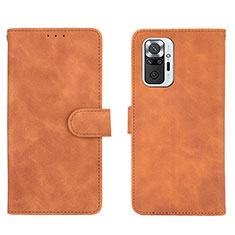 Custodia Portafoglio In Pelle Cover con Supporto L01Z per Xiaomi Redmi Note 10 Pro 4G Marrone