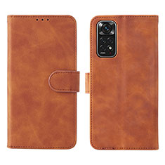 Custodia Portafoglio In Pelle Cover con Supporto L01Z per Xiaomi Redmi Note 11 4G (2022) Marrone