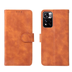 Custodia Portafoglio In Pelle Cover con Supporto L01Z per Xiaomi Redmi Note 11 Pro+ Plus 5G Marrone