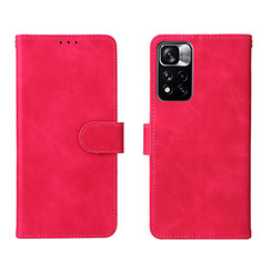 Custodia Portafoglio In Pelle Cover con Supporto L01Z per Xiaomi Redmi Note 11 Pro+ Plus 5G Rosa Caldo