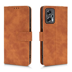 Custodia Portafoglio In Pelle Cover con Supporto L01Z per Xiaomi Redmi Note 11T Pro 5G Marrone