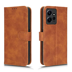 Custodia Portafoglio In Pelle Cover con Supporto L01Z per Xiaomi Redmi Note 12 4G Marrone