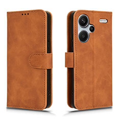 Custodia Portafoglio In Pelle Cover con Supporto L01Z per Xiaomi Redmi Note 13 Pro+ Plus 5G Marrone