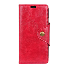 Custodia Portafoglio In Pelle Cover con Supporto L02 per Alcatel 1 Rosso