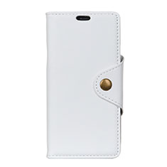 Custodia Portafoglio In Pelle Cover con Supporto L02 per Alcatel 7 Bianco