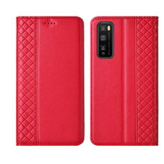 Custodia Portafoglio In Pelle Cover con Supporto L02 per Huawei Enjoy Z 5G Rosso