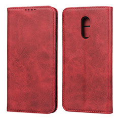 Custodia Portafoglio In Pelle Cover con Supporto L02 per OnePlus 7 Rosso