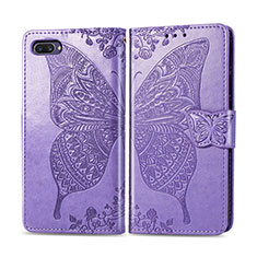 Custodia Portafoglio In Pelle Cover con Supporto L02 per Oppo A5 Lavanda