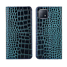 Custodia Portafoglio In Pelle Cover con Supporto L02 per Oppo A53 5G Blu