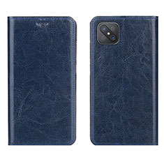 Custodia Portafoglio In Pelle Cover con Supporto L02 per Oppo A92s 5G Blu