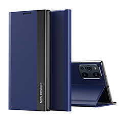 Custodia Portafoglio In Pelle Cover con Supporto L02 per Oppo Find X3 5G Blu