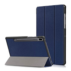 Custodia Portafoglio In Pelle Cover con Supporto L02 per Samsung Galaxy Tab S6 10.5 SM-T860 Blu