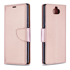 Custodia Portafoglio In Pelle Cover con Supporto L02 per Sony Xperia XA3 Oro Rosa