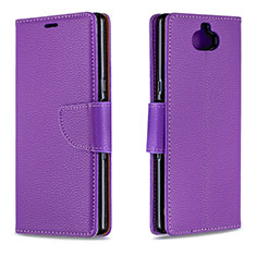 Custodia Portafoglio In Pelle Cover con Supporto L02 per Sony Xperia XA3 Viola