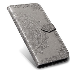 Custodia Portafoglio In Pelle Cover con Supporto L02 per Xiaomi Mi Note 10 Lite Grigio