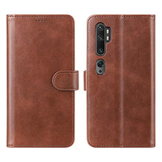 Custodia Portafoglio In Pelle Cover con Supporto L02 per Xiaomi Mi Note 10 Pro Marrone