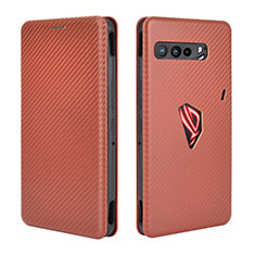 Custodia Portafoglio In Pelle Cover con Supporto L02Z per Asus ROG Phone 3 Strix ZS661KS Marrone