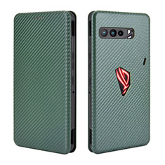 Custodia Portafoglio In Pelle Cover con Supporto L02Z per Asus ROG Phone 3 Strix ZS661KS Verde