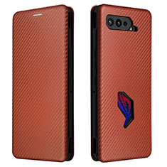 Custodia Portafoglio In Pelle Cover con Supporto L02Z per Asus ROG Phone 5 Pro Marrone