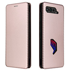 Custodia Portafoglio In Pelle Cover con Supporto L02Z per Asus ROG Phone 5 ZS673KS Oro Rosa