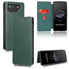 Custodia Portafoglio In Pelle Cover con Supporto L02Z per Asus ROG Phone 7 Ultimate Verde