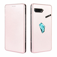 Custodia Portafoglio In Pelle Cover con Supporto L02Z per Asus ROG Phone II ZS660KL Oro Rosa