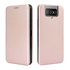 Custodia Portafoglio In Pelle Cover con Supporto L02Z per Asus Zenfone 7 ZS670KS Oro Rosa