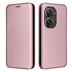 Custodia Portafoglio In Pelle Cover con Supporto L02Z per Asus Zenfone 9 Oro Rosa