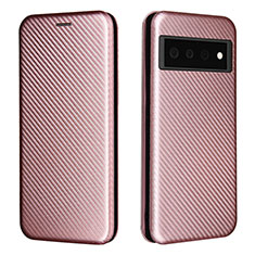 Custodia Portafoglio In Pelle Cover con Supporto L02Z per Google Pixel 6 5G Oro Rosa