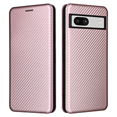 Custodia Portafoglio In Pelle Cover con Supporto L02Z per Google Pixel 7a 5G Oro Rosa