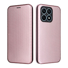 Custodia Portafoglio In Pelle Cover con Supporto L02Z per Huawei Honor X8a 4G Oro Rosa