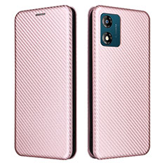 Custodia Portafoglio In Pelle Cover con Supporto L02Z per Motorola Moto E13 Oro Rosa