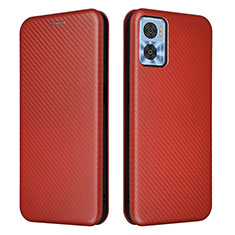 Custodia Portafoglio In Pelle Cover con Supporto L02Z per Motorola Moto E22 Marrone