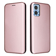 Custodia Portafoglio In Pelle Cover con Supporto L02Z per Motorola Moto E22 Oro Rosa