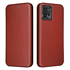 Custodia Portafoglio In Pelle Cover con Supporto L02Z per Motorola Moto G72 Marrone