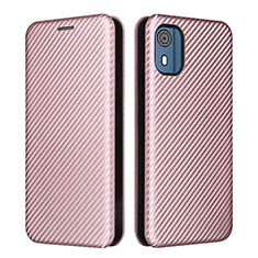 Custodia Portafoglio In Pelle Cover con Supporto L02Z per Nokia C02 Oro Rosa