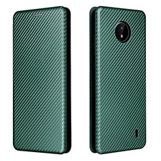 Custodia Portafoglio In Pelle Cover con Supporto L02Z per Nokia C10 Verde