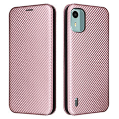 Custodia Portafoglio In Pelle Cover con Supporto L02Z per Nokia C12 Pro Oro Rosa