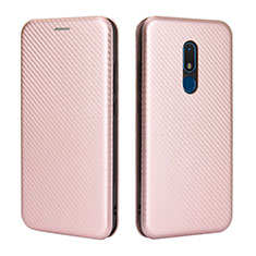 Custodia Portafoglio In Pelle Cover con Supporto L02Z per Nokia C3 Oro Rosa