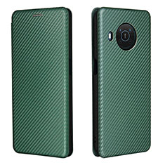 Custodia Portafoglio In Pelle Cover con Supporto L02Z per Nokia X10 Verde