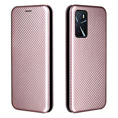 Custodia Portafoglio In Pelle Cover con Supporto L02Z per Oppo A16 Oro Rosa