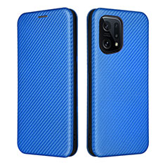 Custodia Portafoglio In Pelle Cover con Supporto L02Z per Oppo Find X5 5G Blu