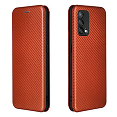 Custodia Portafoglio In Pelle Cover con Supporto L02Z per Oppo Reno6 Lite Marrone