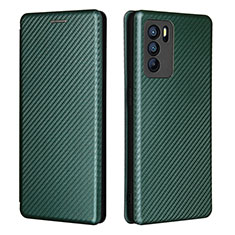 Custodia Portafoglio In Pelle Cover con Supporto L02Z per Oppo Reno6 Pro 5G India Verde