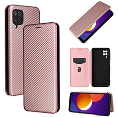 Custodia Portafoglio In Pelle Cover con Supporto L02Z per Samsung Galaxy A12 Nacho Oro Rosa