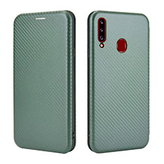 Custodia Portafoglio In Pelle Cover con Supporto L02Z per Samsung Galaxy A20s Verde