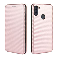 Custodia Portafoglio In Pelle Cover con Supporto L02Z per Samsung Galaxy M11 Oro Rosa