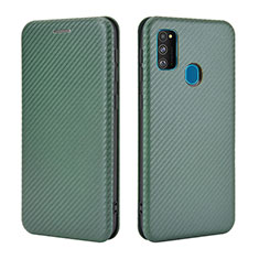 Custodia Portafoglio In Pelle Cover con Supporto L02Z per Samsung Galaxy M30s Verde