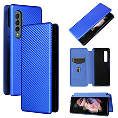 Custodia Portafoglio In Pelle Cover con Supporto L02Z per Samsung Galaxy Z Fold3 5G Blu